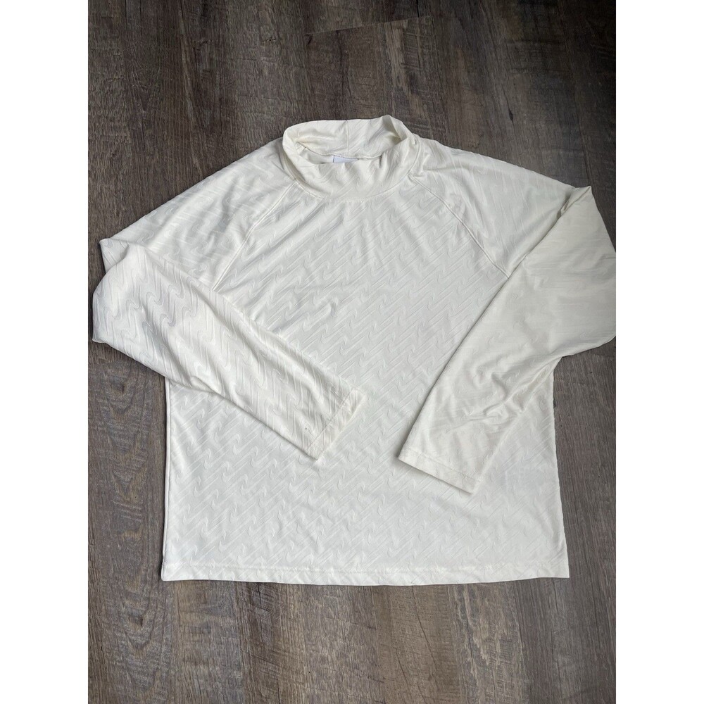 Nike Sportswear Women's Icon Clash Mock Neck Long Sleeve Top Sail Size XL